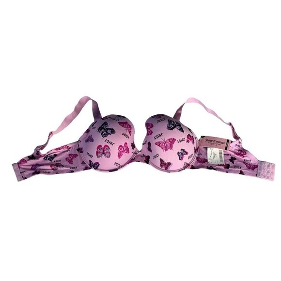 Juicy Couture Lightly Padded Butterfly Print Push Up Bra Size 38DD NWT - Picture 8 of 9